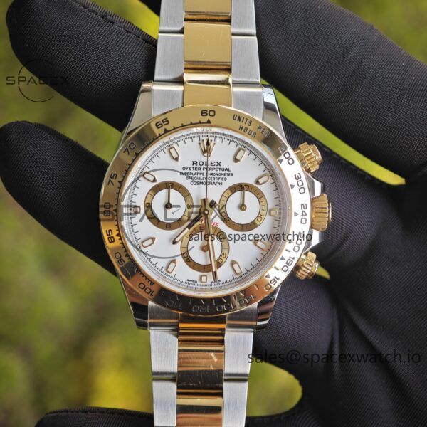 Rolex Daytona 116503 white dial, improved GEN dial, pointer, mirror, outer ring, crown, strap, genuine seven piece set, Dandong 4130 movement - Image 1