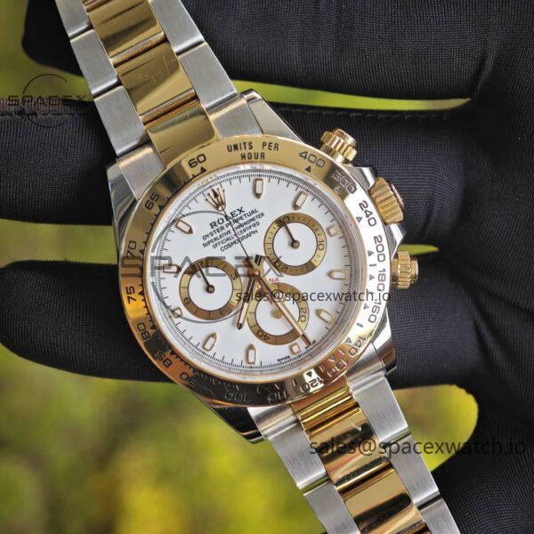 Rolex Daytona 116503 white dial, improved GEN dial, pointer, mirror, outer ring, crown, strap, genuine seven piece set, Dandong 4130 movement - Image 6