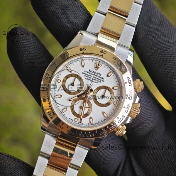 Rolex Daytona 116503 white dial, improved GEN dial, pointer, mirror, outer ring, crown, strap, genuine seven piece set, Dandong 4130 movement - Image 7