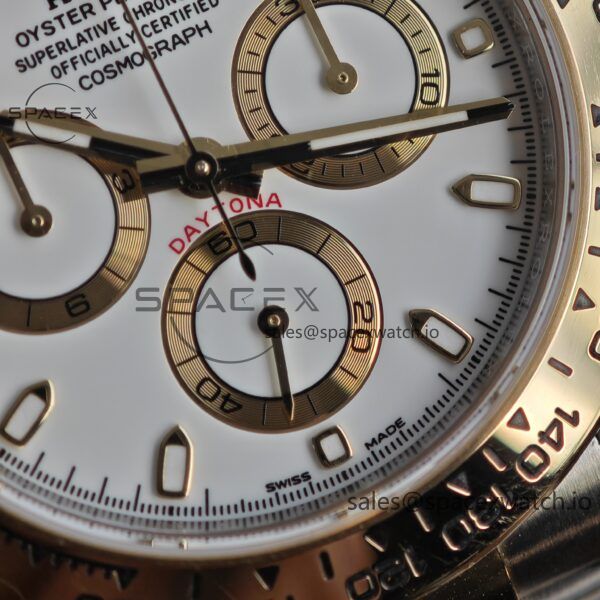 Rolex Daytona 116503 white dial, improved GEN dial, pointer, mirror, outer ring, crown, strap, genuine seven piece set, Dandong 4130 movement - Image 14