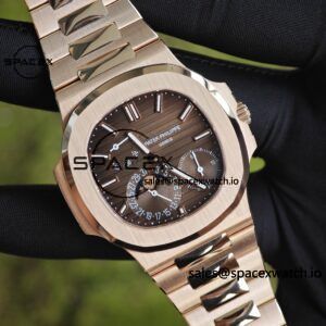 Patek Philippe Nautilus rose gold 5712R, 1:1 customized CNC18K pure gold case, 18K pure gold full-length bracelet. The best substitute for the dial pointer moon phase, ball top needle shaft, customized ACE240 integrated movement - Image 3