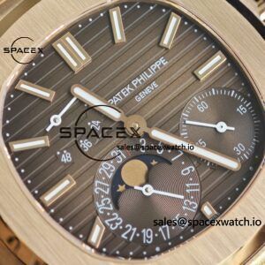 Patek Philippe Nautilus rose gold 5712R, 1:1 customized CNC18K pure gold case, 18K pure gold full-length bracelet. The best substitute for the dial pointer moon phase, ball top needle shaft, customized ACE240 integrated movement - Image 8