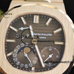 Patek Philippe Nautilus rose gold 5712R, 1:1 customized CNC18K pure gold case, 18K pure gold full-length bracelet. The best substitute for the dial pointer moon phase, ball top needle shaft, customized ACE240 integrated movement - Image 12