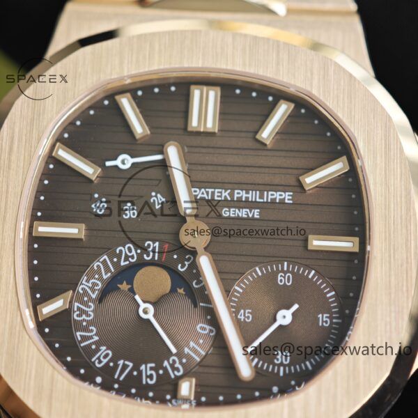 Patek Philippe Nautilus rose gold 5712R, 1:1 customized CNC18K pure gold case, 18K pure gold full-length bracelet. The best substitute for the dial pointer moon phase, ball top needle shaft, customized ACE240 integrated movement - Image 12