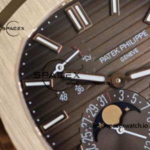 Patek Philippe Nautilus rose gold 5712R, 1:1 customized CNC18K pure gold case, 18K pure gold full-length bracelet. The best substitute for the dial pointer moon phase, ball top needle shaft, customized ACE240 integrated movement - Image 15