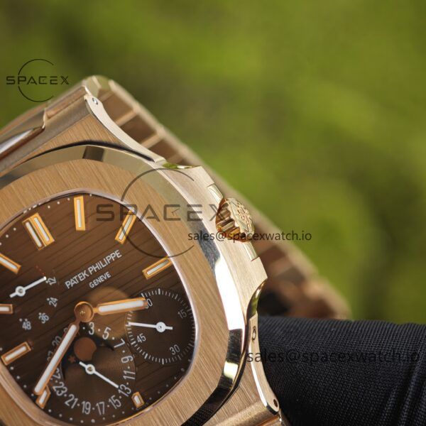 Patek Philippe Nautilus rose gold 5712R, 1:1 customized CNC18K pure gold case, 18K pure gold full-length bracelet. The best substitute for the dial pointer moon phase, ball top needle shaft, customized ACE240 integrated movement - Image 20