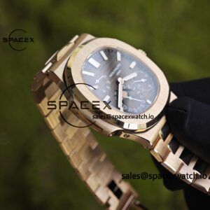 Patek Philippe Nautilus rose gold 5712R, 1:1 customized CNC18K pure gold case, 18K pure gold full-length bracelet. The best substitute for the dial pointer moon phase, ball top needle shaft, customized ACE240 integrated movement - Image 21