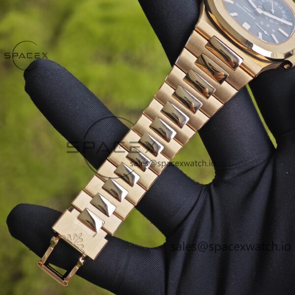 Patek Philippe Nautilus rose gold 5712R, 1:1 customized CNC18K pure gold case, 18K pure gold full-length bracelet. The best substitute for the dial pointer moon phase, ball top needle shaft, customized ACE240 integrated movement - Image 27
