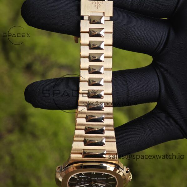 Patek Philippe Nautilus rose gold 5712R, 1:1 customized CNC18K pure gold case, 18K pure gold full-length bracelet. The best substitute for the dial pointer moon phase, ball top needle shaft, customized ACE240 integrated movement - Image 28