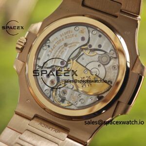 Patek Philippe Nautilus rose gold 5712R, 1:1 customized CNC18K pure gold case, 18K pure gold full-length bracelet. The best substitute for the dial pointer moon phase, ball top needle shaft, customized ACE240 integrated movement - Image 32
