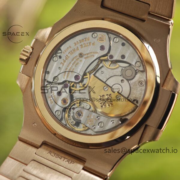 Patek Philippe Nautilus rose gold 5712R, 1:1 customized CNC18K pure gold case, 18K pure gold full-length bracelet. The best substitute for the dial pointer moon phase, ball top needle shaft, customized ACE240 integrated movement - Image 32