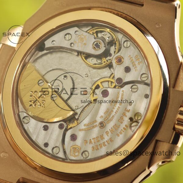 Patek Philippe Nautilus rose gold 5712R, 1:1 customized CNC18K pure gold case, 18K pure gold full-length bracelet. The best substitute for the dial pointer moon phase, ball top needle shaft, customized ACE240 integrated movement - Image 34