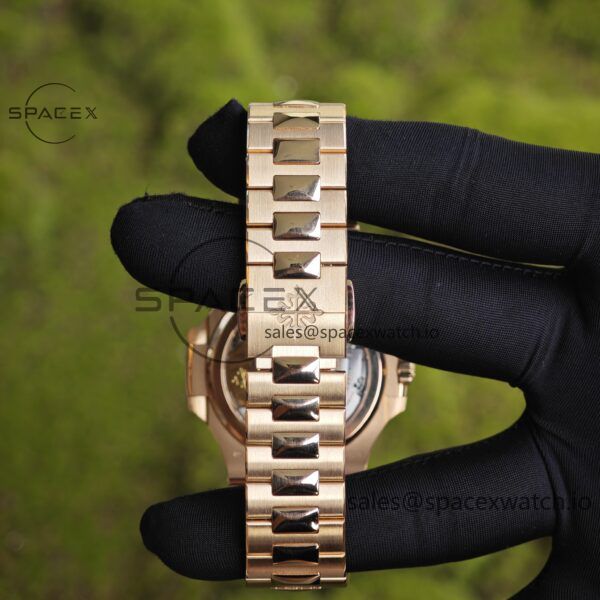 Patek Philippe Nautilus rose gold 5712R, 1:1 customized CNC18K pure gold case, 18K pure gold full-length bracelet. The best substitute for the dial pointer moon phase, ball top needle shaft, customized ACE240 integrated movement - Image 35