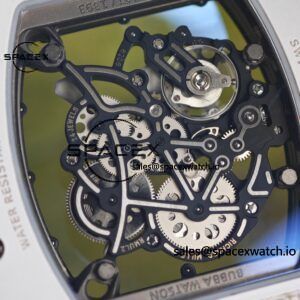 Richard Mir RM055， Original data 1:1 customized best white ceramic case, genuine Parmigiani movement modified RMUL2 movement, natural rubber blue shark strap, high transparency curved sapphire crystal, titanium buckle - Image 13