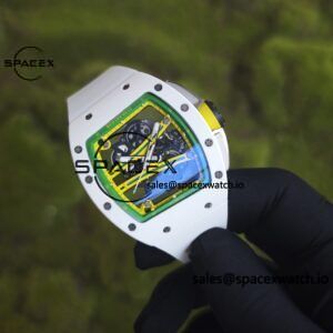 Customized Richard Mill 61-01 green track, CNC1:1 customized white ceramic case, genuine Parmigiani movement (appearance and function identical to the genuine), white natural rubber strap, titanium buckle - Image 3