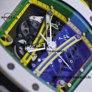 Customized Richard Mill 61-01 green track, CNC1:1 customized white ceramic case, genuine Parmigiani movement (appearance and function identical to the genuine), white natural rubber strap, titanium buckle - Image 10