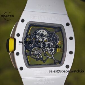 Customized Richard Mill 61-01 green track, CNC1:1 customized white ceramic case, genuine Parmigiani movement (appearance and function identical to the genuine), white natural rubber strap, titanium buckle - Image 13