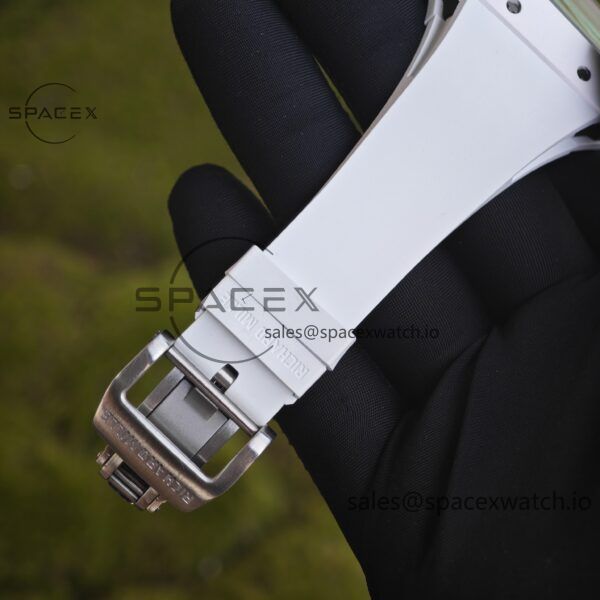Customized Richard Mill 61-01 green track, CNC1:1 customized white ceramic case, genuine Parmigiani movement (appearance and function identical to the genuine), white natural rubber strap, titanium buckle - Image 15