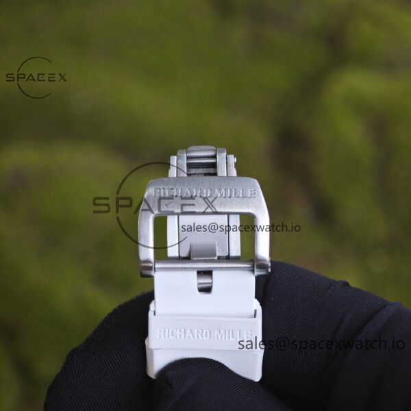 Customized Richard Mill 61-01 green track, CNC1:1 customized white ceramic case, genuine Parmigiani movement (appearance and function identical to the genuine), white natural rubber strap, titanium buckle - Image 16