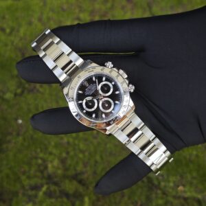 Rolex Daytona 116520 black dial with green luminous hour markers. Equipped with five original accessories, including dial, bezel, hands, mirror, and crown. 1: 1CNC customized 904L stainless steel case and strap, Dandong 4130 integrated movement - Image 3