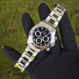 Rolex Daytona 116520 black dial with green luminous hour markers. Equipped with five original accessories, including dial, bezel, hands, mirror, and crown. 1: 1CNC customized 904L stainless steel case and strap, Dandong 4130 integrated movement - Image 4