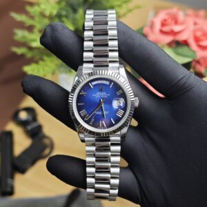 Rolex Day Date 228239 Blue Roman numeral dial, GM weighted case, THB strap, dial correction, hands polished twice, total weight 196g, 3255 integrated movement - Image 7