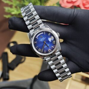 Rolex Day Date 228239 Blue Roman numeral dial, GM weighted case, THB strap, dial correction, hands polished twice, total weight 196g, 3255 integrated movement - Image 8