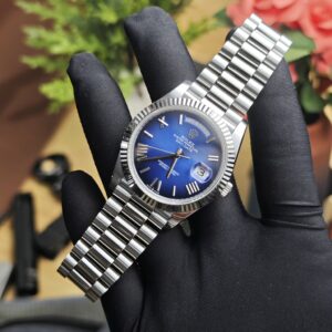 Rolex Day Date 228239 Blue Roman numeral dial, GM weighted case, THB strap, dial correction, hands polished twice, total weight 196g, 3255 integrated movement - Image 9