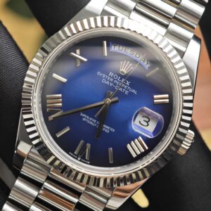 Rolex Day Date 228239 Blue Roman numeral dial, GM weighted case, THB strap, dial correction, hands polished twice, total weight 196g, 3255 integrated movement - Image 12