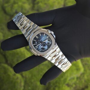 (Top customization) Patek Philippe Nautilus 5712A, original genuine two needle 240 improved, customized for the best effect, replacing gradient blue dial, substitute hands, best replacement moon phase, and ball top needle shaft. German craftsmanship 1:1 customized case and strap, after secondary polishing and grinding, - Image 3