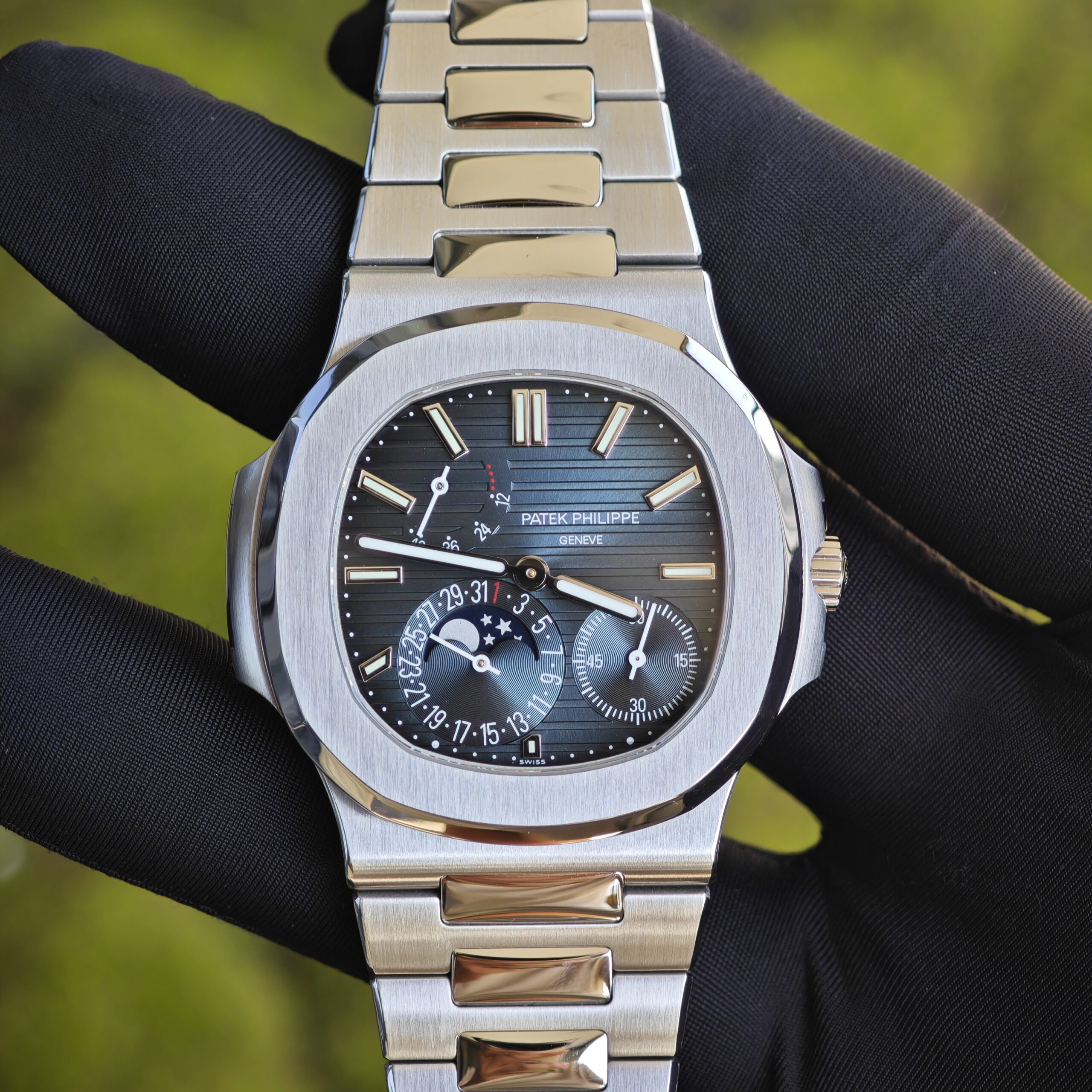 IMG 20250825 151336 (Top customization) Patek Philippe Nautilus 5712A, original genuine two needle 240 improved, customized for the best effect, replacing gradient blue dial, substitute hands, best replacement moon phase, and ball top needle shaft. German craftsmanship 1:1 customized case and strap, after secondary polishing and grinding, - Image 1