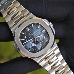 (Top customization) Patek Philippe Nautilus 5712A, original genuine two needle 240 improved, customized for the best effect, replacing gradient blue dial, substitute hands, best replacement moon phase, and ball top needle shaft. German craftsmanship 1:1 customized case and strap, after secondary polishing and grinding, - Image 6