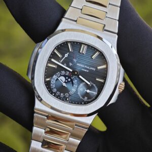 (Top customization) Patek Philippe Nautilus 5712A, original genuine two needle 240 improved, customized for the best effect, replacing gradient blue dial, substitute hands, best replacement moon phase, and ball top needle shaft. German craftsmanship 1:1 customized case and strap, after secondary polishing and grinding, - Image 7