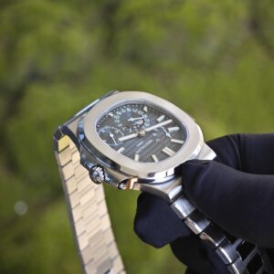 (Top customization) Patek Philippe Nautilus 5712A, original genuine two needle 240 improved, customized for the best effect, replacing gradient blue dial, substitute hands, best replacement moon phase, and ball top needle shaft. German craftsmanship 1:1 customized case and strap, after secondary polishing and grinding, - Image 15