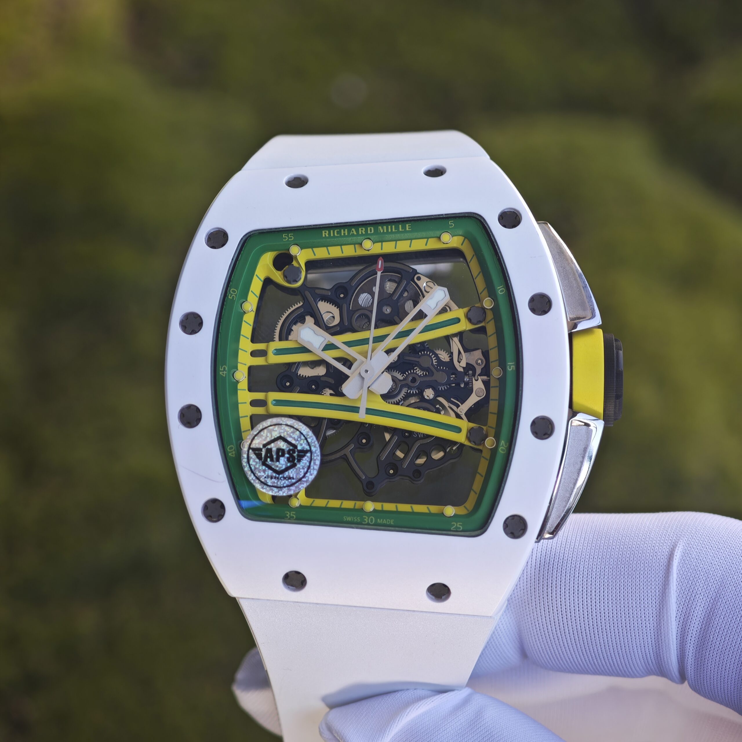 IMG 20250827 164504 Richard Mill 61-01 Green Track, APS Factory Edition, Dandong Integrated Movement. Natural white rubber strap, titanium buckle - Image 1