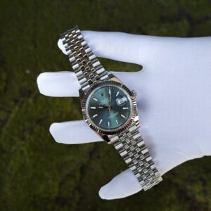 41mm Rolex DateJust m126300 green dial, customized and modified genuine watch accessories, dial, hands, mirror, crown four piece set. Dandong 3235 integrated movement, 904L steel strap - Image 3