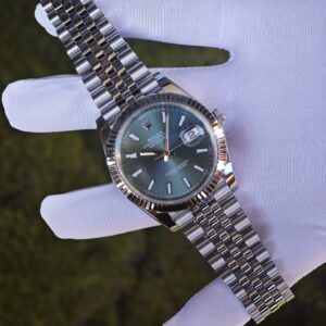 41mm Rolex DateJust m126300 green dial, customized and modified genuine watch accessories, dial, hands, mirror, crown four piece set. Dandong 3235 integrated movement, 904L steel strap - Image 6