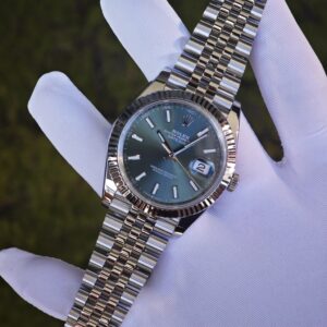 41mm Rolex DateJust m126300 green dial, customized and modified genuine watch accessories, dial, hands, mirror, crown four piece set. Dandong 3235 integrated movement, 904L steel strap - Image 7