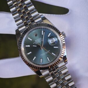 41mm Rolex DateJust m126300 green dial, customized and modified genuine watch accessories, dial, hands, mirror, crown four piece set. Dandong 3235 integrated movement, 904L steel strap - Image 9