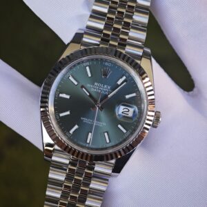 41mm Rolex DateJust m126300 green dial, customized and modified genuine watch accessories, dial, hands, mirror, crown four piece set. Dandong 3235 integrated movement, 904L steel strap - Image 10