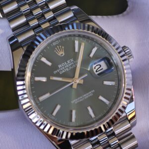41mm Rolex DateJust m126300 green dial, customized and modified genuine watch accessories, dial, hands, mirror, crown four piece set. Dandong 3235 integrated movement, 904L steel strap - Image 11