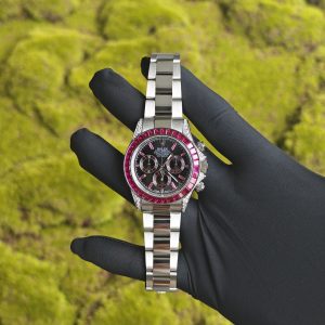Rolex Daytona VIP watch model 126599TRU 1:1CNC customized case, strap, buckle, customized best dial, and hands. Handmade inlaid natural ruby outer ring, Dandong 4130 movement - Image 11