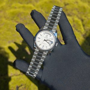 Rolex Day Date 228239 meteorite dial, weighted case, strap, electroplated 18K white gold craftsmanship, dial correction, solid needle shaft, 3255 integrated movement - Image 4