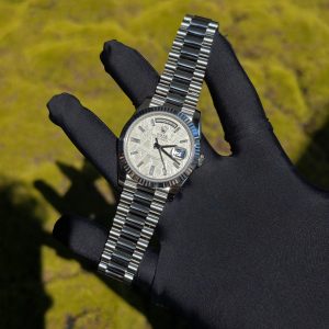 Rolex Day Date 228239 meteorite dial, weighted case, strap, electroplated 18K white gold craftsmanship, dial correction, solid needle shaft, 3255 integrated movement - Image 5