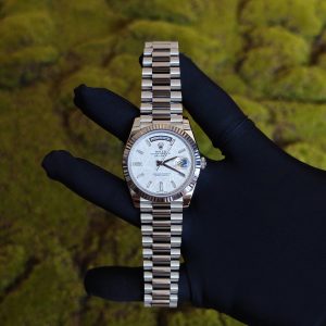 Rolex Day Date 228239 meteorite dial, weighted case, strap, electroplated 18K white gold craftsmanship, dial correction, solid needle shaft, 3255 integrated movement - Image 6