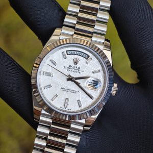 Rolex Day Date 228239 meteorite dial, weighted case, strap, electroplated 18K white gold craftsmanship, dial correction, solid needle shaft, 3255 integrated movement - Image 10