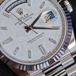Rolex Day Date 228239 meteorite dial, weighted case, strap, electroplated 18K white gold craftsmanship, dial correction, solid needle shaft, 3255 integrated movement - Image 12