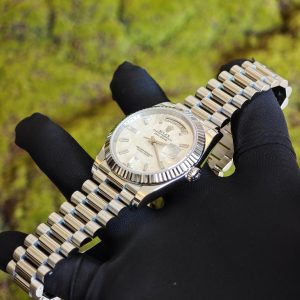 Rolex Day Date 228239 meteorite dial, weighted case, strap, electroplated 18K white gold craftsmanship, dial correction, solid needle shaft, 3255 integrated movement - Image 13