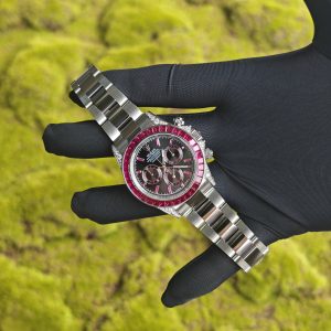 Rolex Daytona VIP watch model 126599TRU 1:1CNC customized case, strap, buckle, customized best dial, and hands. Handmade inlaid natural ruby outer ring, Dandong 4130 movement - Image 12