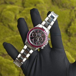 Rolex Daytona VIP watch model 126599TRU 1:1CNC customized case, strap, buckle, customized best dial, and hands. Handmade inlaid natural ruby outer ring, Dandong 4130 movement - Image 13